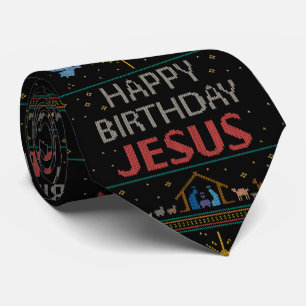 Cravate Joyeux Anniversaire Jésus Chandail de Noël Religie