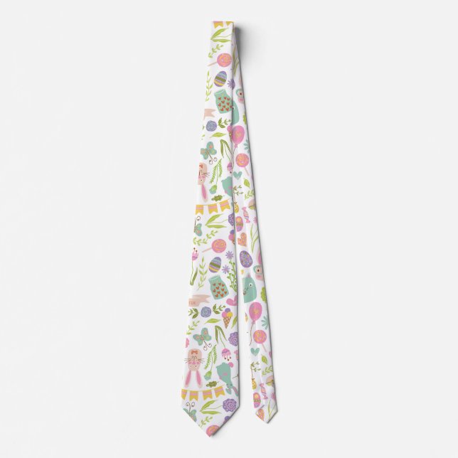 Cravate Joyeux Bunny de Pâques modèle floral (Devant)