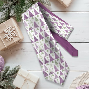 Cravate Joyeux Motif de Noël vert violet #25 ID1009
