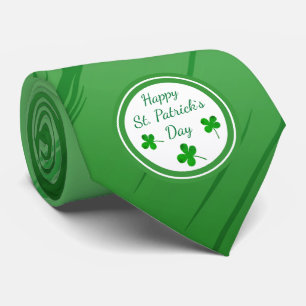 Cravate Joyeux Saint Patrick`s Day Shamrock vert irlandais
