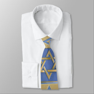Cravate Judaica Blue Gold Star De David Imprimer