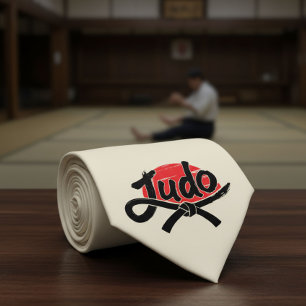 Cravate Judo - Ceinture noire - Soleil levant