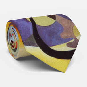 Cravate Kandinsky jaune bleu Abstrait