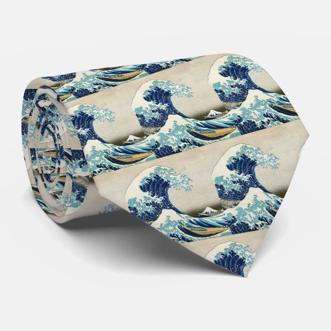 Cravate Katsushika Hokusai - La Grande vague au large de K (Roulé)