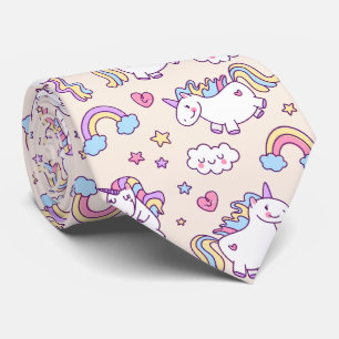 Cravate Kawaii chubby volant licorne arc-en-ciel motif