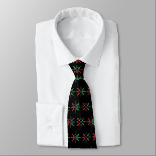 Cravate Kwanzaa Couleurs Rouge Noir Vert Snowflakes