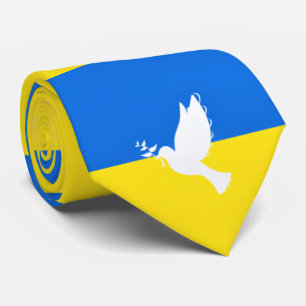 Cravate La colombe de la paix - Drapeau de l'Ukraine - Cra
