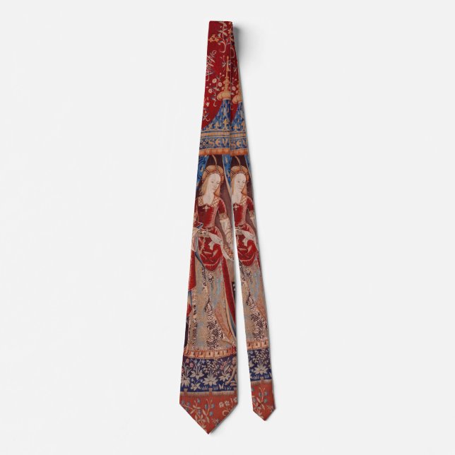Cravate Lady and Unicorn Medieval Tapestry Desire (Devant)