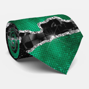Cravate L'agate argentée verte a un aspect de marbre éléga