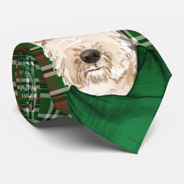 Cravate Lakeland Terrier Amoureux des chiens Green Plaid N (Roulé)