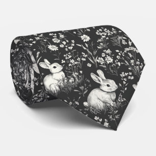 Cravate Lapin de la forêt noire motif botanique