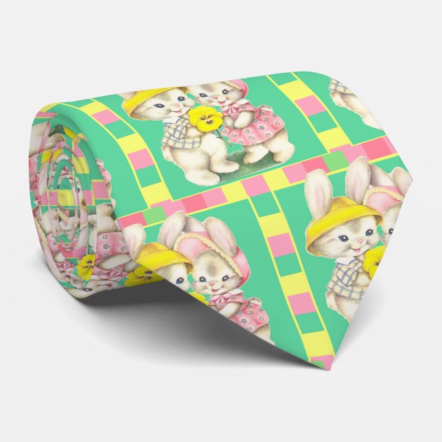 Cravate Lapin De Pâques Avec Triage Plaid (Roulé)