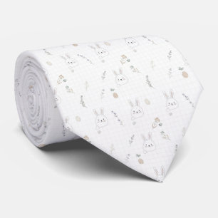 Cravate Lapin de Pâques Minimaliste Motif Pastel Printanie