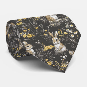 Cravate Lapin Élégant Toile Floral Motif Vintage (9)