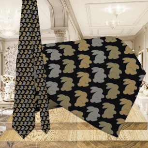 Cravate Lapin lapin noir et or
