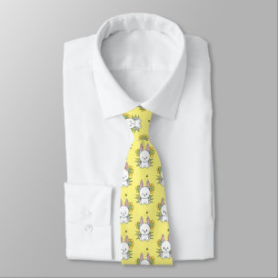 Cravate Lapins et fleurs motif répétitif