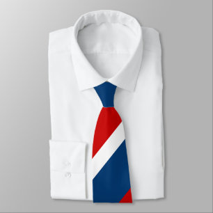 Cravate Large rayure régimentaire blanche et bleue rouge