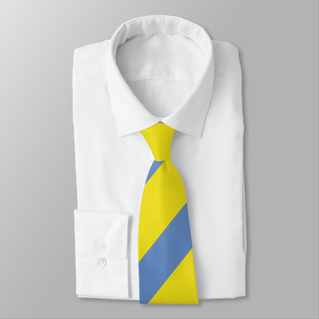 Cravate Large rayure régimentaire de jaune et de bleu de (Attaché)