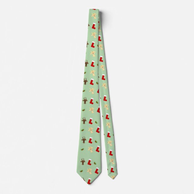 Cravate Last-Minute Gift Alert: Festive Goat Pattern Tie (Devant)