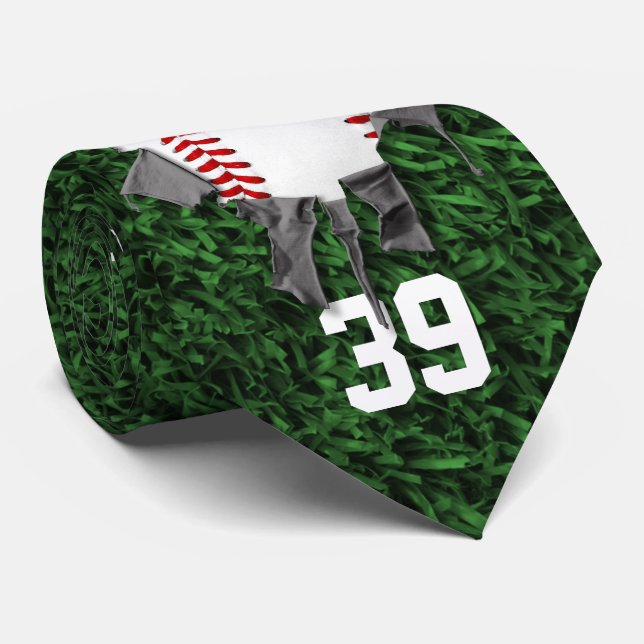 Cravate Le baseball déchiqueté (personnalisé) (Roulé)