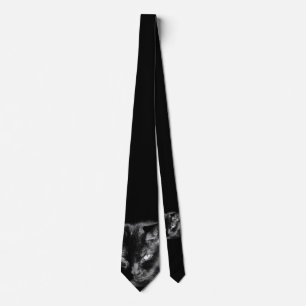 Cravate Le chat noir chanceux vous observe