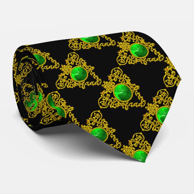 CRAVATE LE COEUR CÉLTIQUE DE SAINT PATRICK AVEC SHAMROCK V (Roulé)