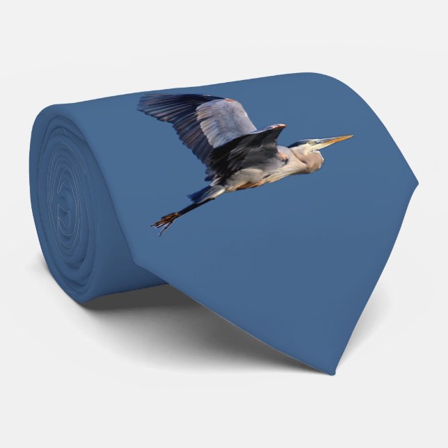 Cravate Le Grand Héron bleu volant (Roulé)