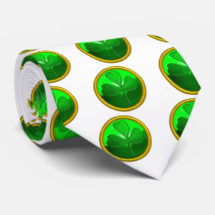 CRAVATE LE JOUR DE ST PATRICK LE SHAMROCK VERT JEWEL EN PI