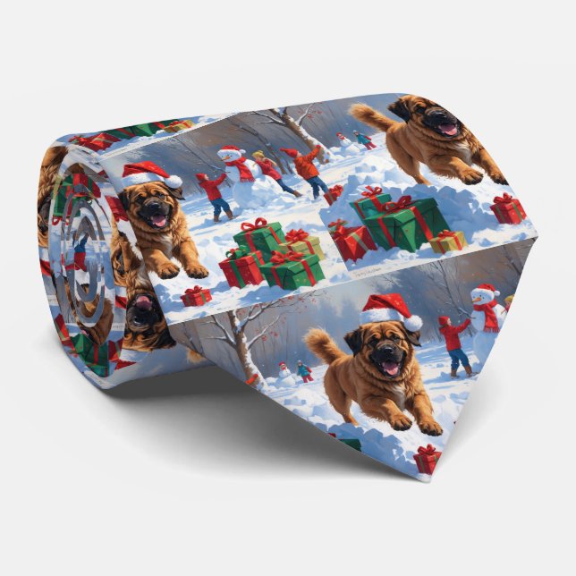 Cravate Le Mastiff tibétain coule en neige avec le Casquet (Roulé)