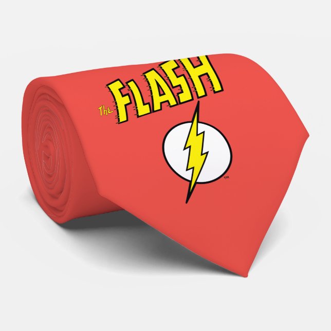 Cravate Le nom The Flash et le logo de l'éclair (Roulé)