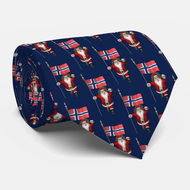 Cravate Le Père Noël visite la Norvège (Roulé)