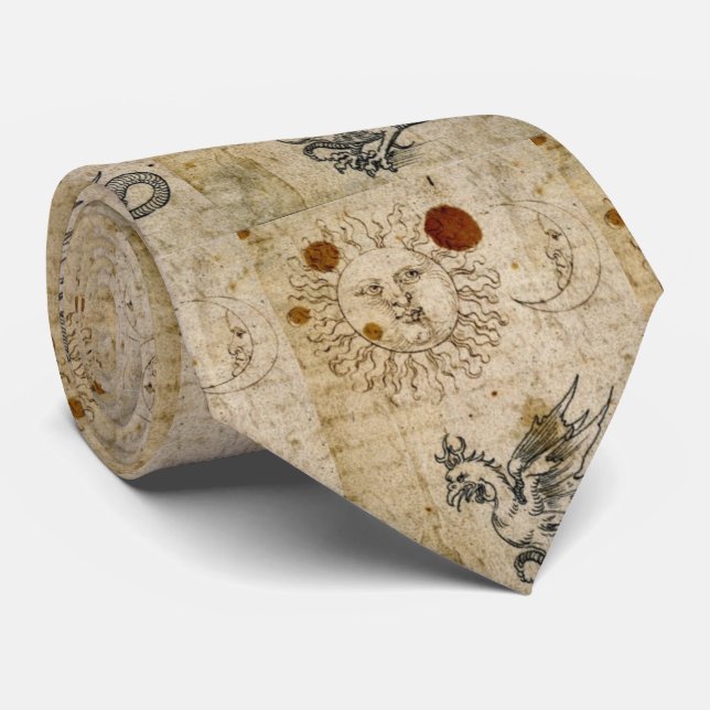 CRAVATE LE SOLEIL, LA LUNE ET L'ANCIEN PARCHEMENT BASILISQ (Roulé)