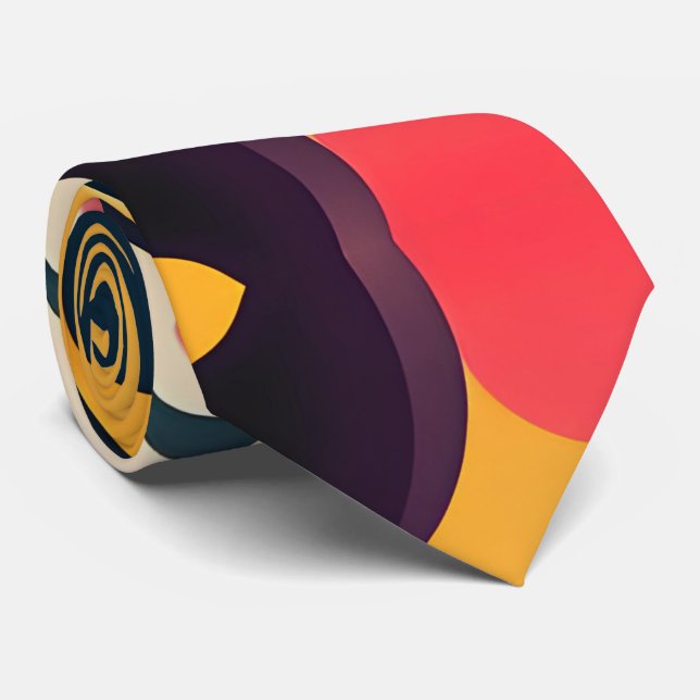 Cravate Le sourire 3D fait face à un Motif jaune coloré (Roulé)