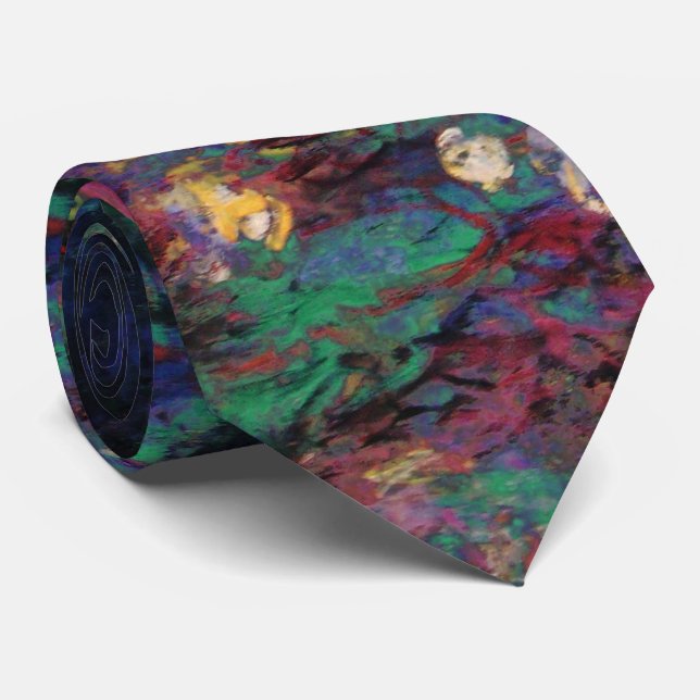 Cravate L'EAU MENSONGE VERT ÉTANG Claude Monet Flore foncé (Roulé)