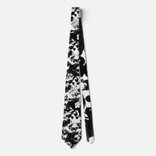Cravate L'ENCRE noire et blanche ÉCLABOUSSE le motif sans