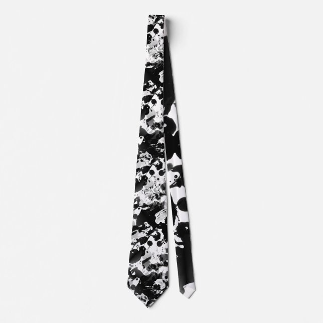 Cravate L'ENCRE noire et blanche ÉCLABOUSSE le motif sans (Devant)
