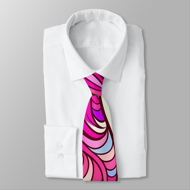 Cravate les années 70 Pop Culture Pink Swirl Retro (Attaché)