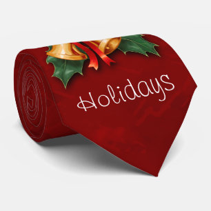 Cravate Les cloches de Noël et le rouge des Feuilles Holl