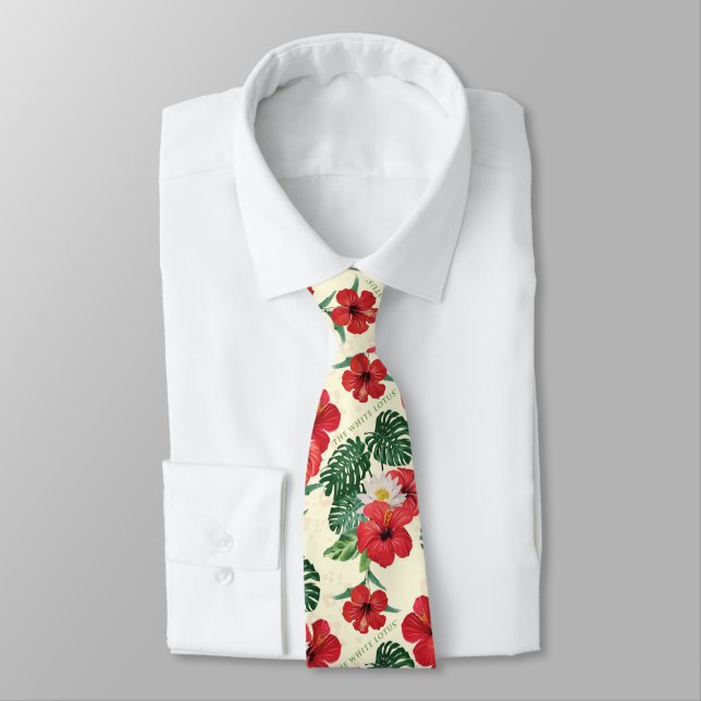 Cravate Les fleurs tropicales du Lotus Blanc (Attaché)