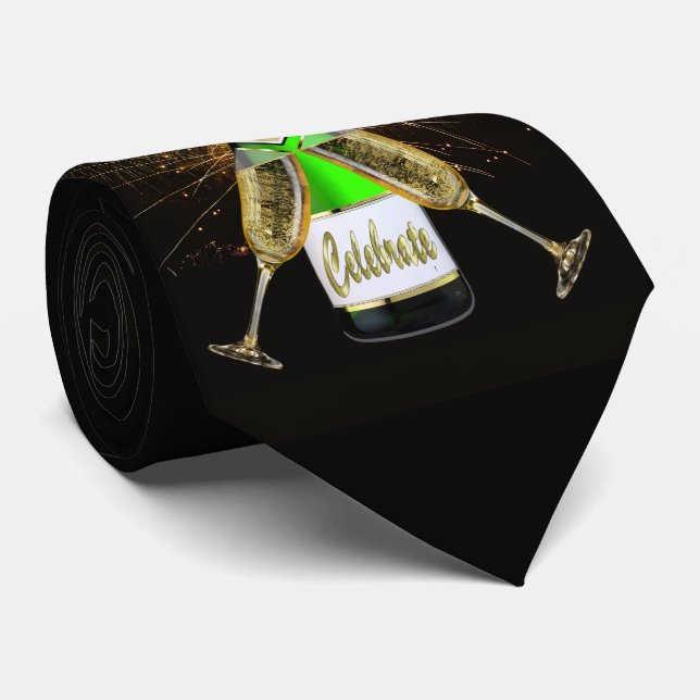 Cravate Les nouvelles années de bouteille d'Ève Champagne (Roulé)