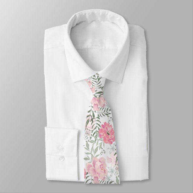 Cravate Les pivoines roses (Attaché)