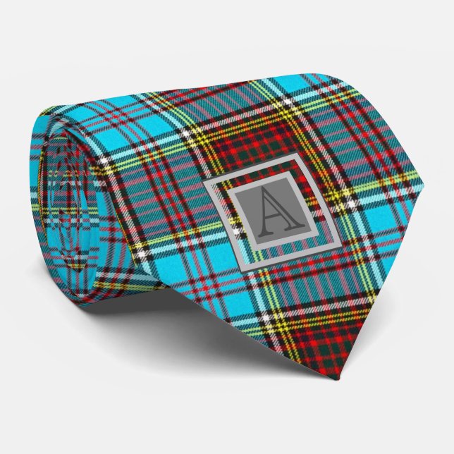 Cravate LETTRE A ANDERSON TARTAN MONogramME (Roulé)