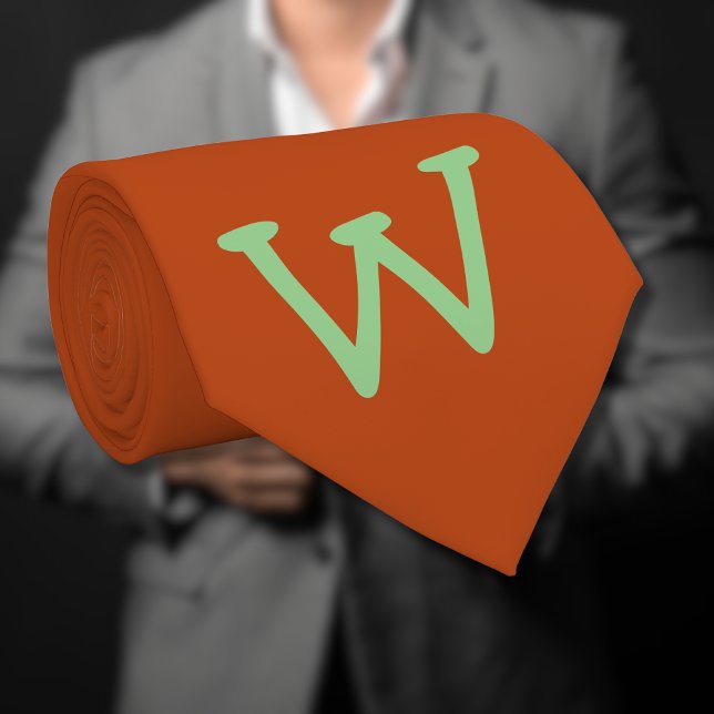 Cravate Lettre initiale Sage Green Funny | Couleur rouille (Créateur téléchargé)