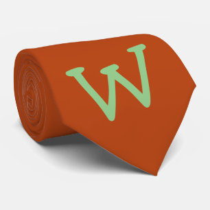 Cravate Lettre initiale Sage Green Funny   Couleur rouille