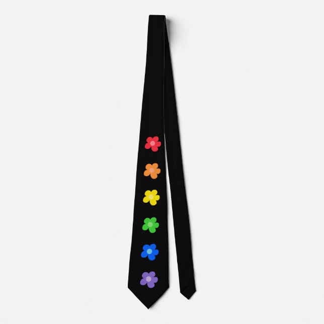 Cravate LGBT Rainbow Flowers design Gay pride (Devant)