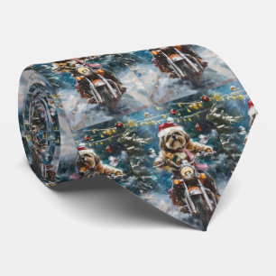 Cravate Lhasa Apso Chien à Moto Noël