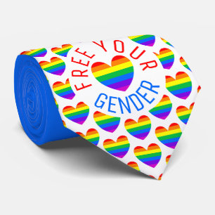 Cravate Libérez votre genre, Coeur arc-en-ciel