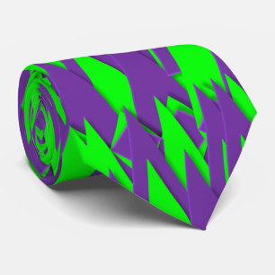 Cravate Lien d'impression géométrique 3D vert et violet