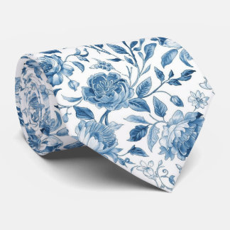 Cravate Light Blue Porcelain Floral Wedding Groomsmen Gift