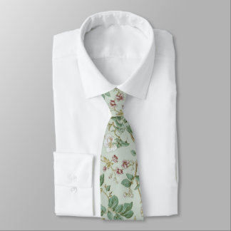 Cravate Light Green Porcelain Floral Wedding Groomsmen 